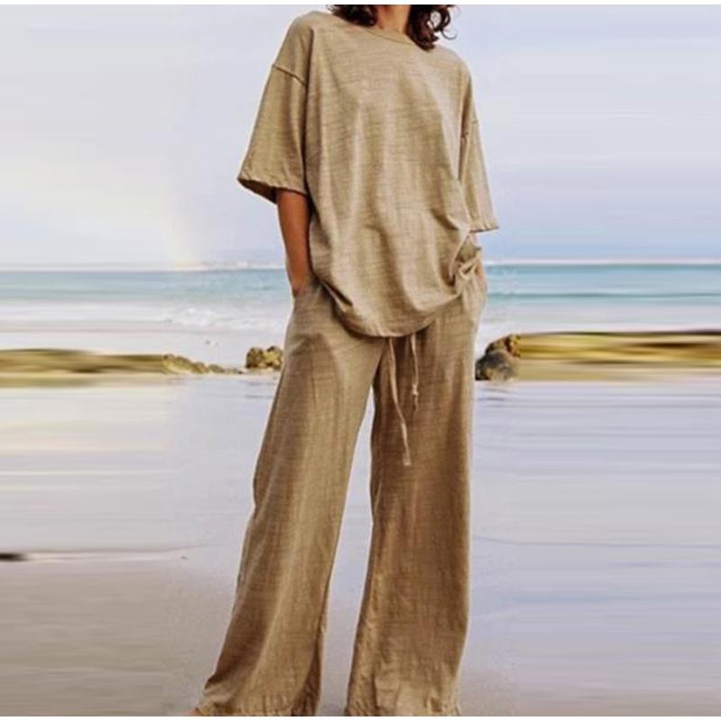 Women's Two Piece Pants Spring Summer Set Women Solid Casual Loose T-shirts High Wasit Wide Leg Suits Female Oversized Lounge Wear Sets, White
Women's Two Piece Pants Spring Summer Set Women Solid Casual Loose T-shirts High Wasit Wide Leg Suits Female Oversized Lounge Wear Sets, White