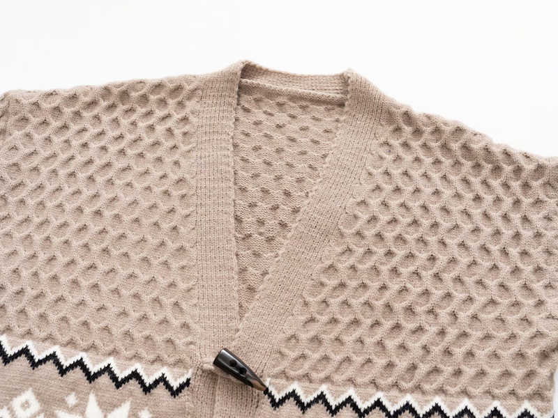 H.SA Women Winter Sweater and Cardigans Long Sleeve Open Stitch Snowflake Christmas Knit Jacket Sweater Long Coat Ponchoes 210716