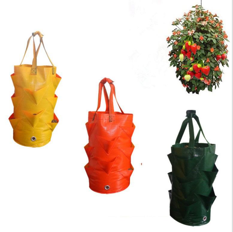 

Planters & Pots Strawberry Grow Bag Vegetable Planting Multi-mouth Container Bags Planter Root Bonsai Plant Wall Hanging Flower Garden Suppl