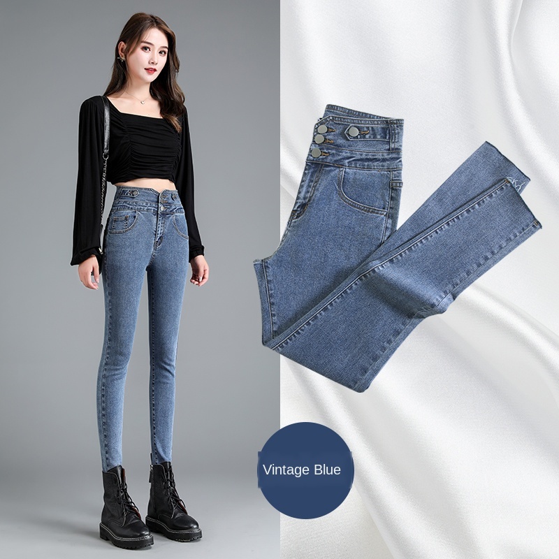 Style Woman Thin Black Jeans for Women Cotton Pantalon Denim Trousers Autumn High Waist Womens Clothing 10830 210518