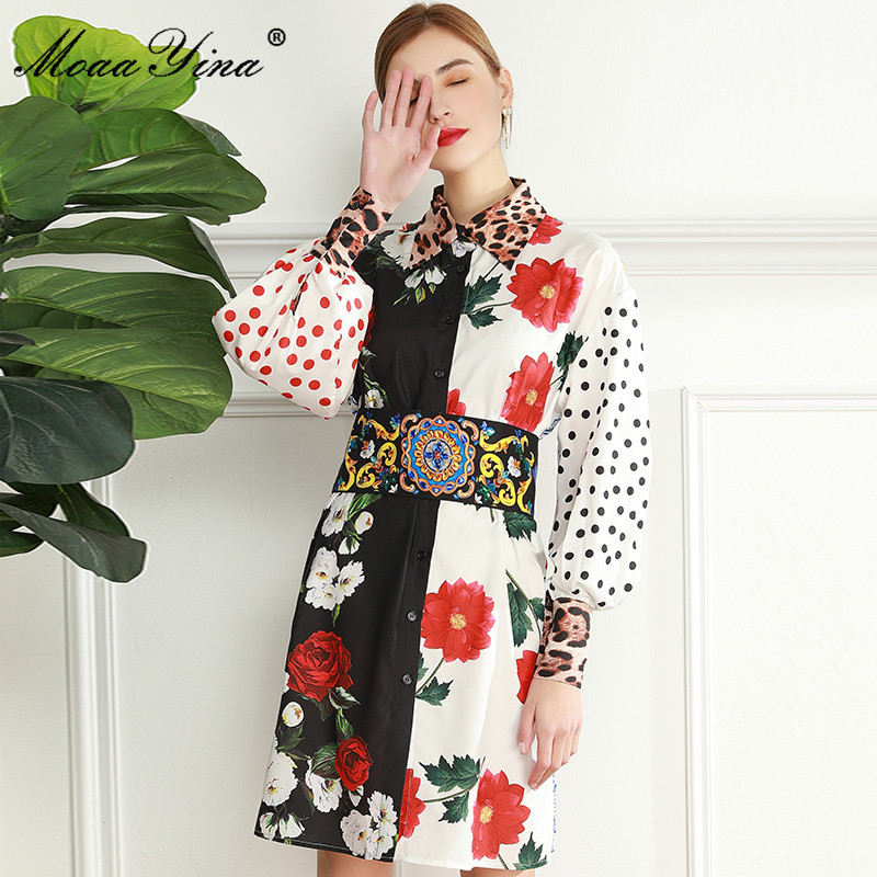 Fashion Designer dress Spring Autumn Women' Dress Lantern Sleeve Floral print Beaded lace-up Vacation Loose Dresses 210524, Multi
Fashion Designer dress Spring Autumn Women' Dress Lantern Sleeve Floral print Beaded lace-up Vacation Loose Dresses 210524, Multi
