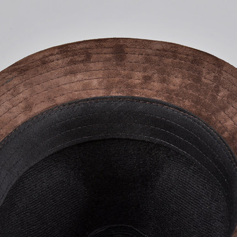 Men Genuine Leather Suede Cow Skin Hats Nubuck Brown Fedoras Women Gentleman Male Jazz Hip Pop Caps 56-60cm Fitted Hat