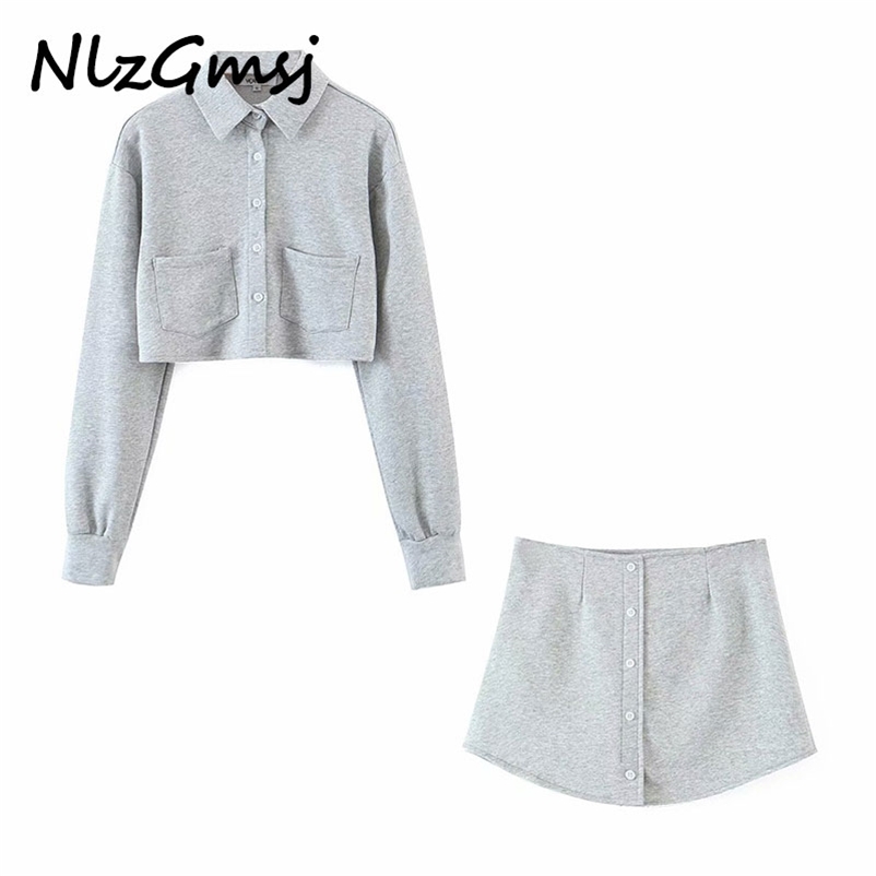 Nlzgmsj Winter Gray Tracksuit Two Piece Set Turn Down Collar Pockets Coats And High Waist Skirts Shorts Outfit 210628, As picture
Nlzgmsj Winter Gray Tracksuit Two Piece Set Turn Down Collar Pockets Coats And High Waist Skirts Shorts Outfit 210628, As picture