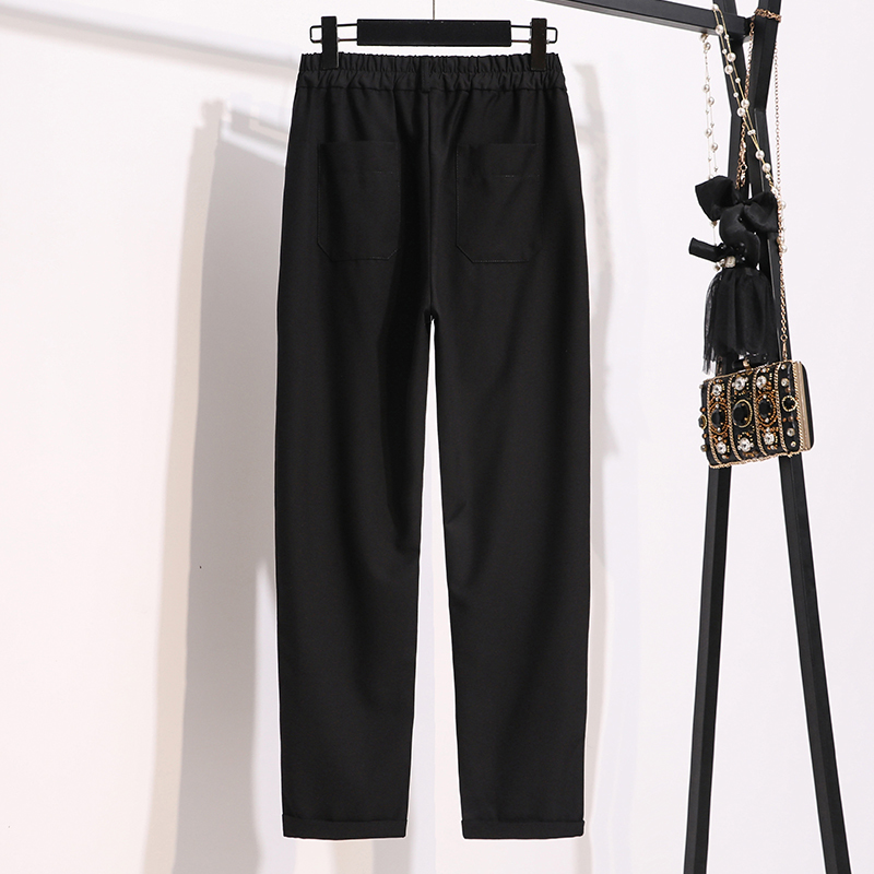 Autumn Woman Ankle Length Pants Loose Style Elastic High Waist Straight-leg Solid Color Casual Harem Female 210514