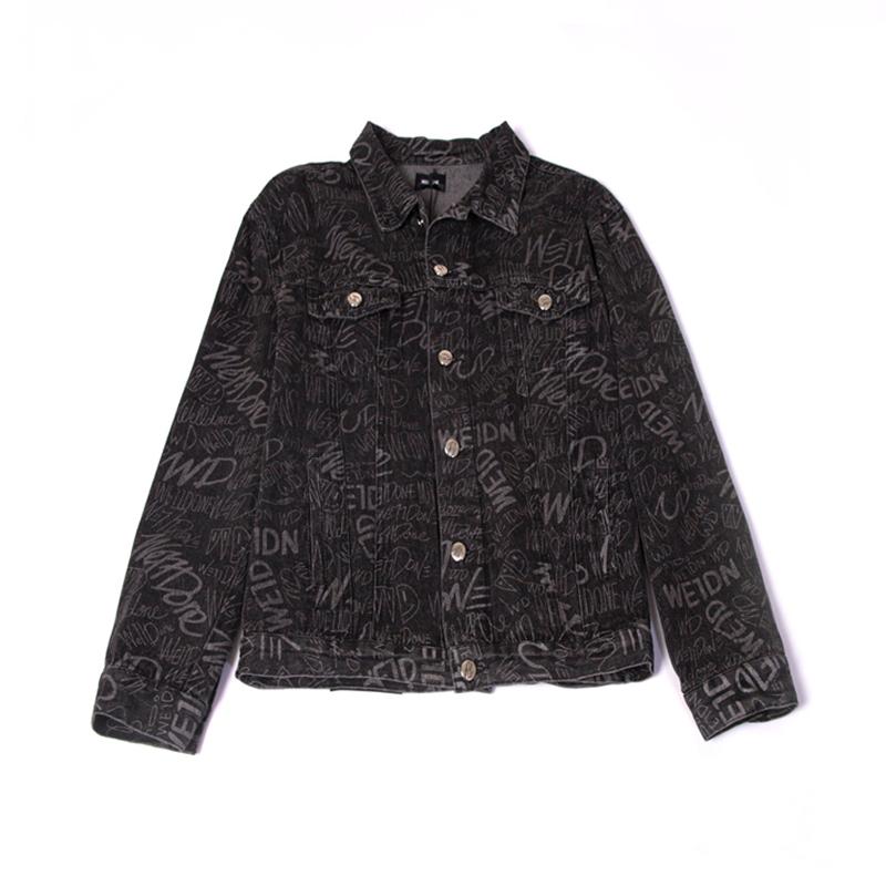 We11done Jacket Retro Distressed Full Graffiti Signed Denim High Quality Cotton Tops Men Women Oversized Welldone Casual Jackets Men's