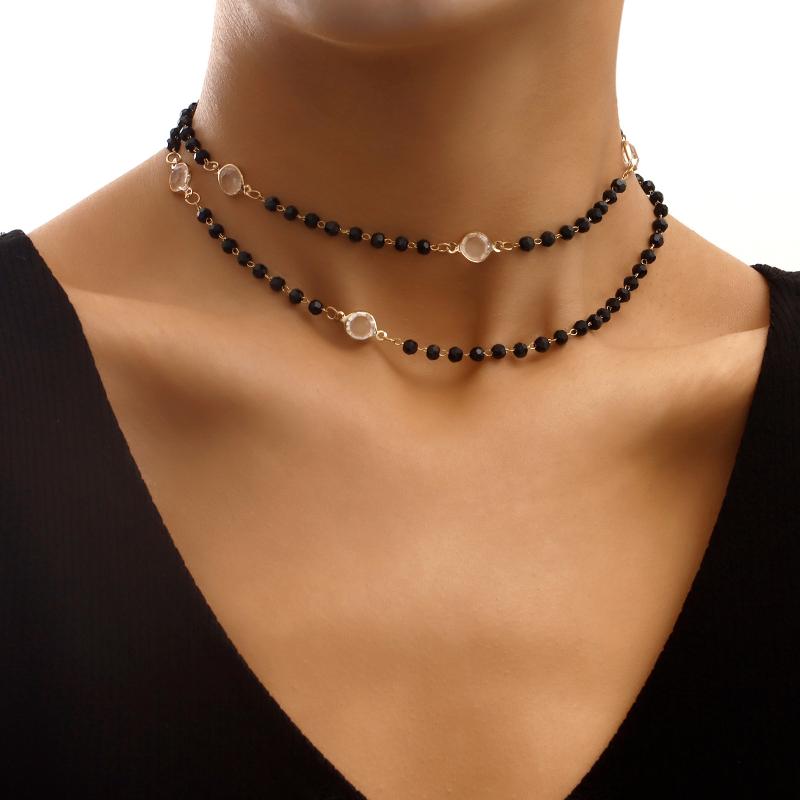 Chains Vintage Double Crystal Beads Chain Lobster Clasp Necklace Bohemian Handmade Beaded Choker Fashion Women Punk Jewelry, Silver
Chains Vintage Double Crystal Beads Chain Lobster Clasp Necklace Bohemian Handmade Beaded Choker Fashion Women Punk Jewelry, Silver