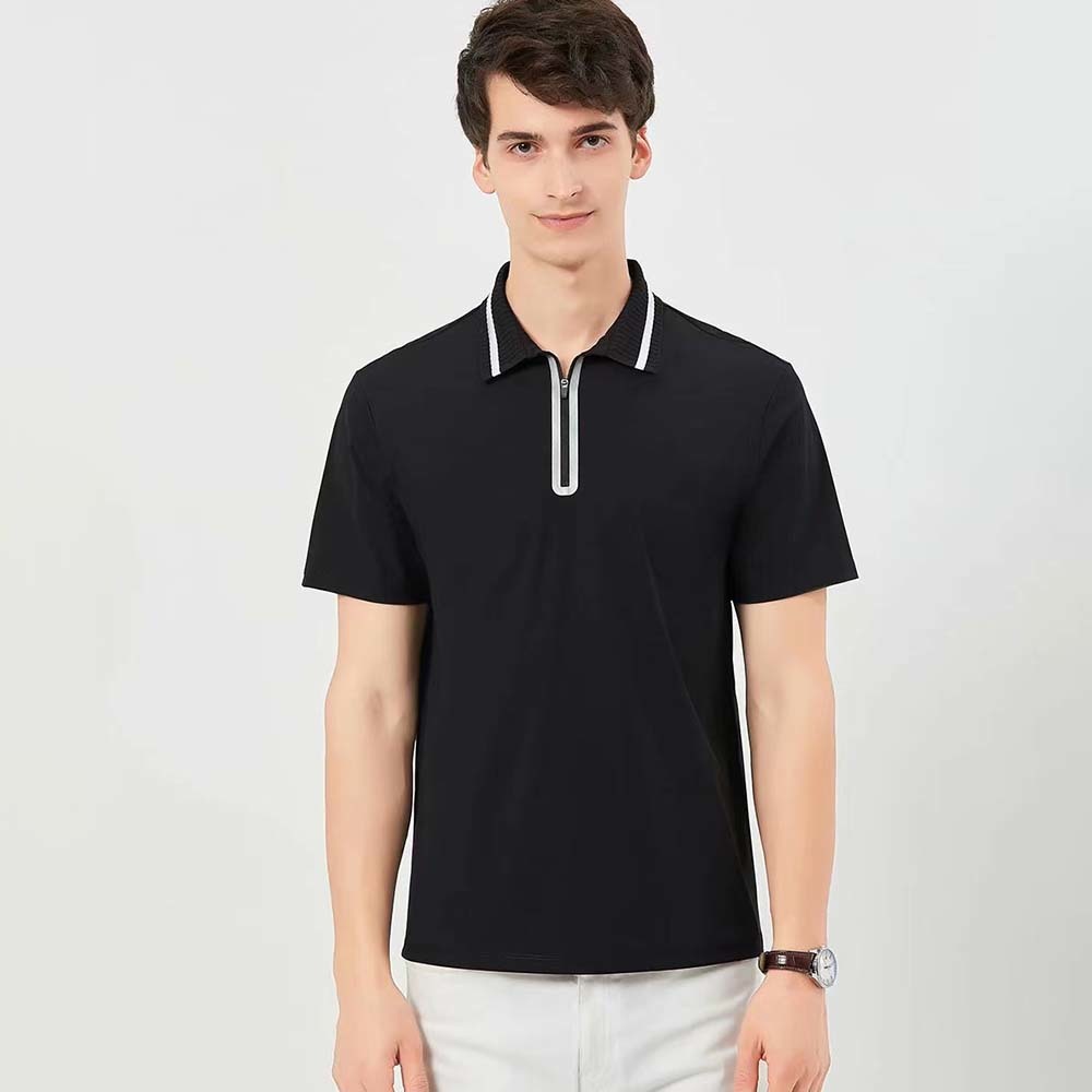 High Quality Polo Shirt Summer Short Sleeve Zipper Men's Shirt Polo Nylon/Spandex Solid Casual Shirt Polo Male Tops 210518