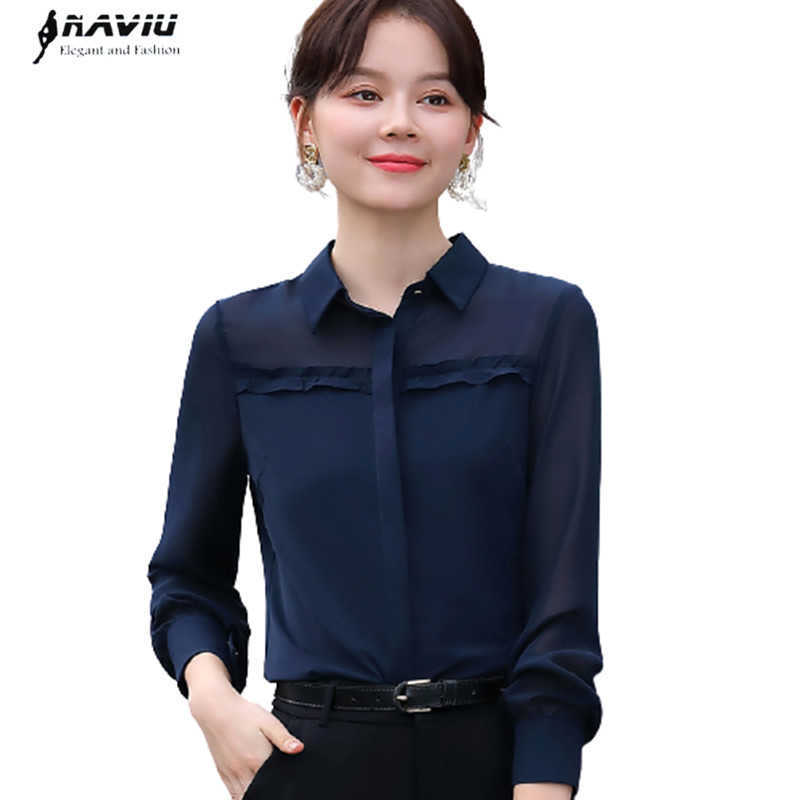 Chiffon Shirt Women Spring Long Sleeve Temperament Fashion Blouses Office Ladies Foraml Work Tops 210604, Navy blue
Chiffon Shirt Women Spring Long Sleeve Temperament Fashion Blouses Office Ladies Foraml Work Tops 210604, Navy blue
