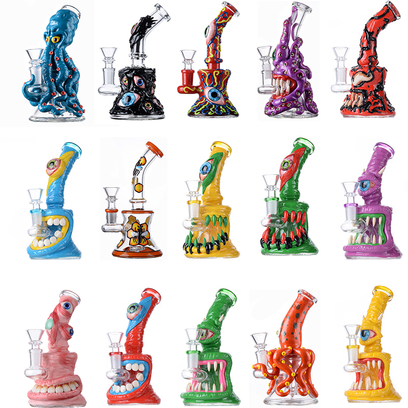 Unique Glass Bongs Small Halloween Style Hookahs Water Pipes Showerhead Perc Octopus Oil Dab Rigs Beaker Bong 4mm Thick Mini Wax Rigs With Bowl 
Unique Glass Bongs Small Halloween Style Hookahs Water Pipes Showerhead Perc Octopus Oil Dab Rigs Beaker Bong 4mm Thick Mini Wax Rigs With Bowl
