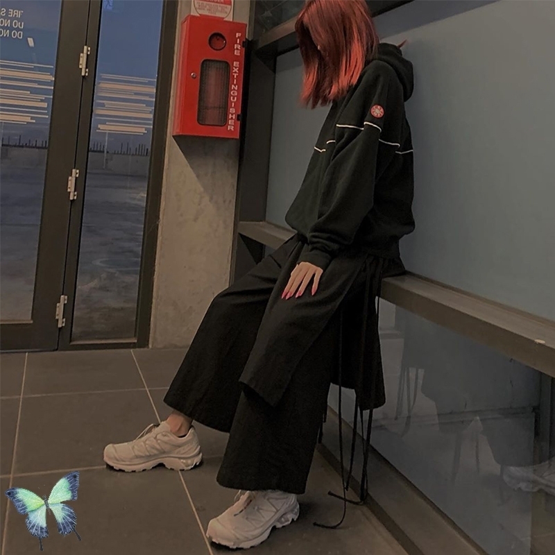 Cavempt White Line Black Samurai Hoodies Men Women High Quality Cotton Sweatshirts CAV EMPT Classic Washed Hooded 210420