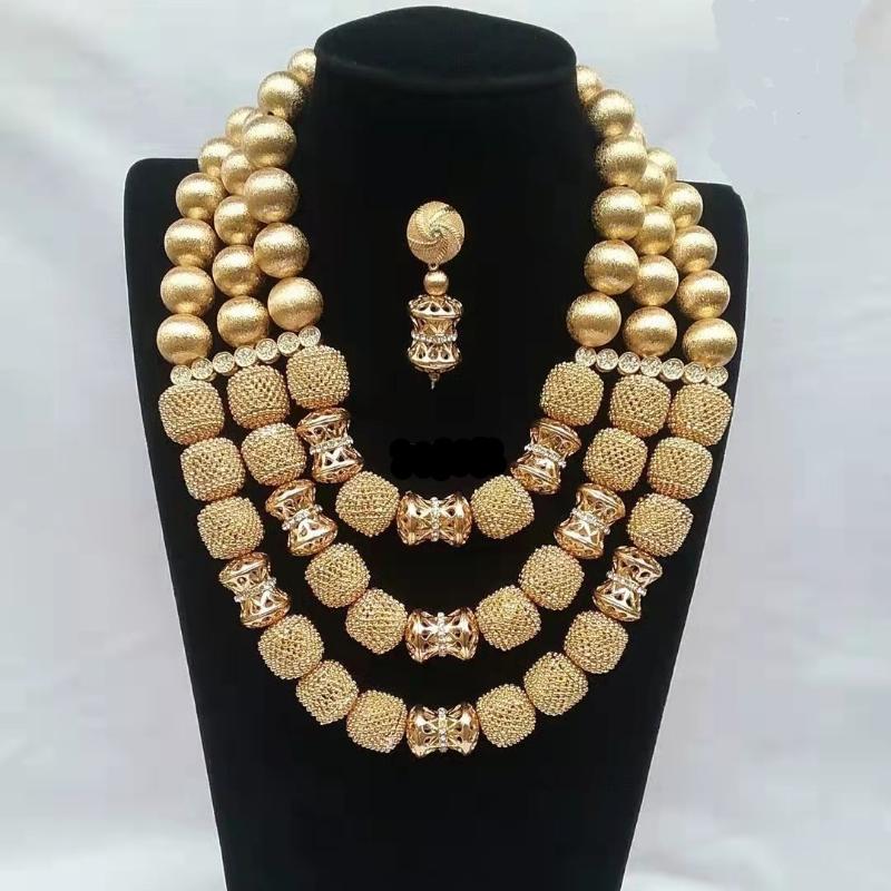 Earrings & Necklace Fashion Dubai Gold Beads Bib African Wedding Bride Jewelry Set 3 Layers DIY Design FT1282, Silver
Earrings & Necklace Fashion Dubai Gold Beads Bib African Wedding Bride Jewelry Set 3 Layers DIY Design FT1282, Silver