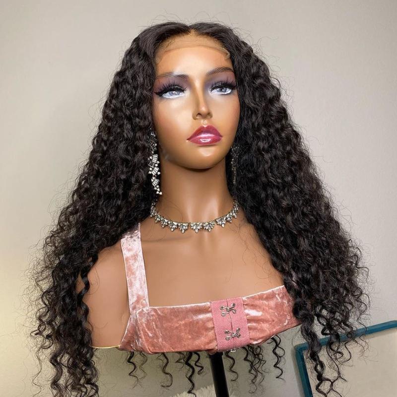 Lace Wigs 13x4 Front Human Hair For Black Women Deep Curly 180% High Density Brazilan Remy Pre Plucked Wig