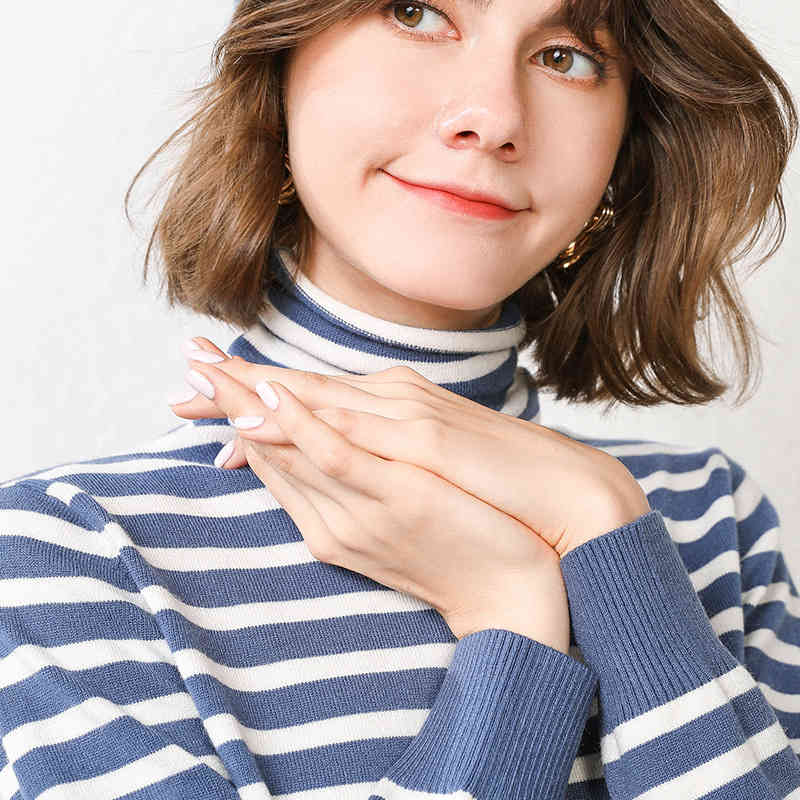 Johnature Korean Style Women Pullover Sweater Striped Casual Mori Girl 6 Color Knitted Female Casual Turtleneck Sweater 210521, Blue
Johnature Korean Style Women Pullover Sweater Striped Casual Mori Girl 6 Color Knitted Female Casual Turtleneck Sweater 210521, Blue