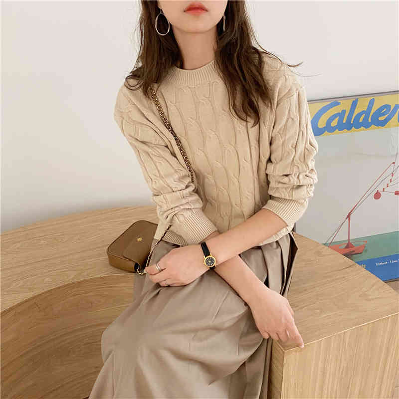 Colorfaith New Autumn Winter Women's Sweaters Pullovers Warm Minimalist Korean Elegant Pink Solid Ladies Jumpers SW1063JX 210413