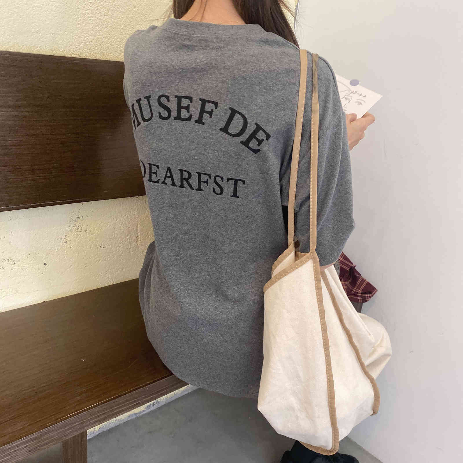 Casual Minimalist Printed Short Sleeves Female Basic Brief Tops Arrival Loose Stylish Women All Match T-shirt 210421