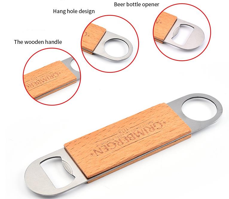 300pcs Stainless Steel Wooden Handle Opener Hanging Bottle Openers Durable Beverage Beer Corkscrew Bar Kitchen Wine Tools Gift RRD6879 Free shipping