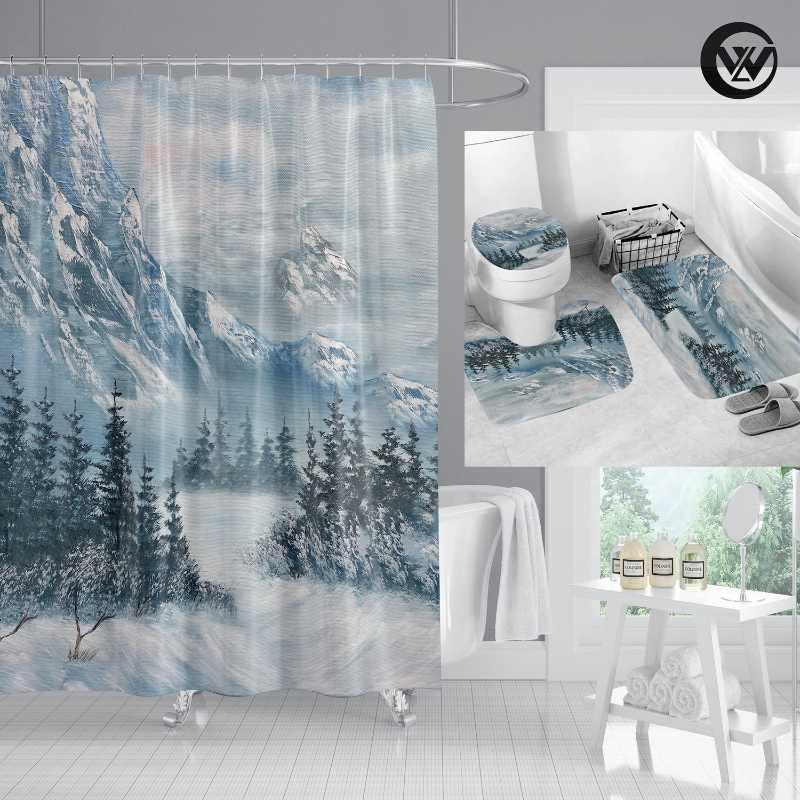 Shower Curtains High Quality Curtain Bath Mat Set Printed Winter Snow Mountain Landscape Bathroom Toilet Rugs Home Decor
Shower Curtains High Quality Curtain Bath Mat Set Printed Winter Snow Mountain Landscape Bathroom Toilet Rugs Home Decor