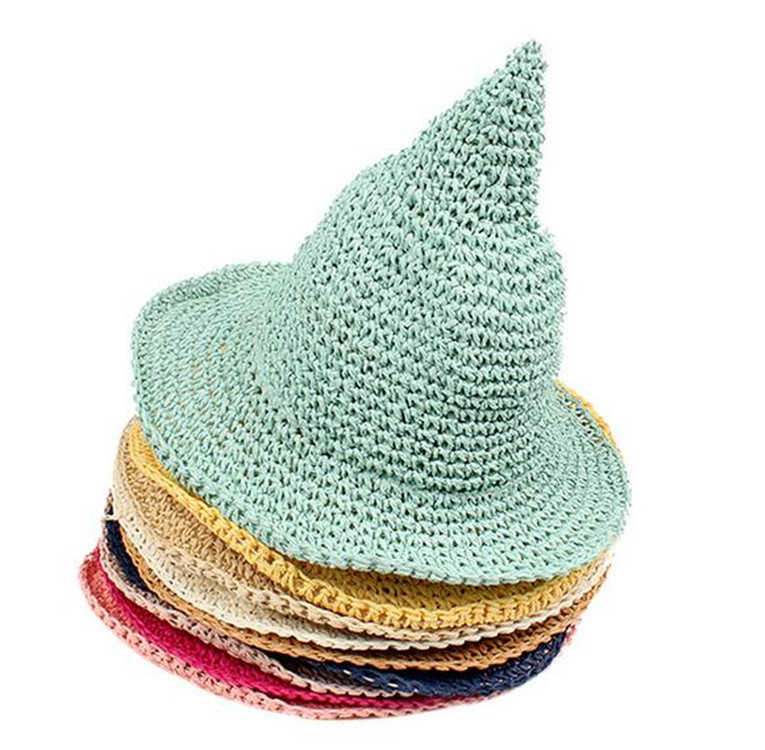 Hat Girls Large Straw Children's Sun Hat Spring Baby Hand-woven Fashion Witch Spiky Hat