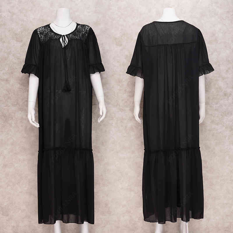 Casual Bikini Cover-ups Black Cotton Tunic Summer Beach Dress Women Plus Size Wear Swim Suit Cover Up Robe de plage Q1157 210420