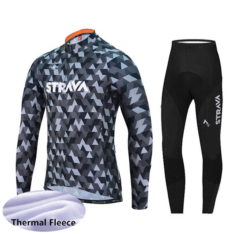 STRAVA winter cycling Jersey Set Men thermal fleece long sleeve Shirts And Pants Kits mountain bike clothing racing bicycle sports suits S21050550 от DHgate WW