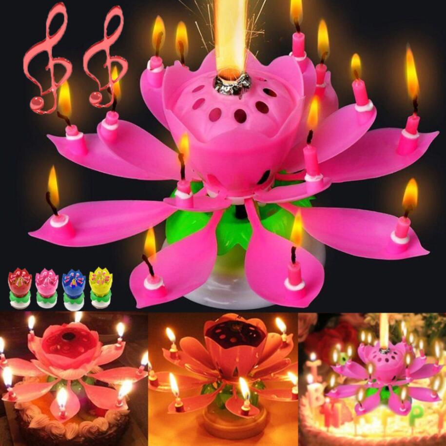 Musical Birthday Candle Magic Lotus Flower Candles Blossom Rotating Spin Party Candle 14 Small Candles 2layers Cake Topper decoration with box
Musical Birthday Candle Magic Lotus Flower Candles Blossom Rotating Spin Party Candle 14 Small Candles 2layers Cake Topper decoration with box
