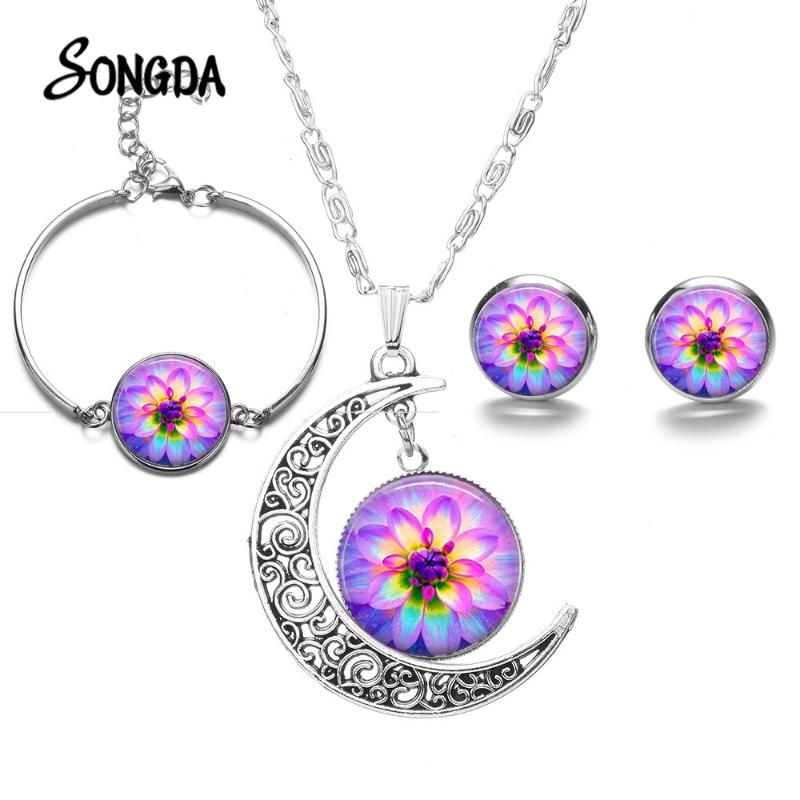 Earrings & Necklace Charm Pink Purple Lotus Jewelry Sets OM Mandala Flowers Po Glass Pendant Crescent Bracelet Party Set, Silver
Earrings & Necklace Charm Pink Purple Lotus Jewelry Sets OM Mandala Flowers Po Glass Pendant Crescent Bracelet Party Set, Silver