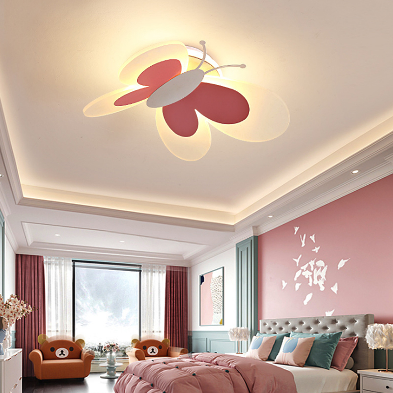 Cartoon Cute Pink Butterfly Wall lamps Ceiling Lights Kids Child Girl Boy Baby Bedroom Nursery School Decor LED Ceiling lamp