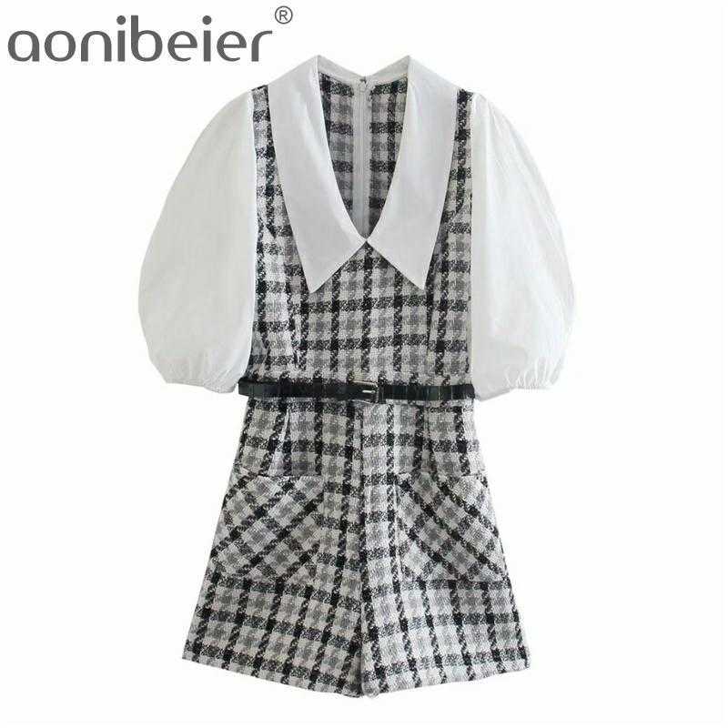 Casual Woman Plaid Tweed Playsuits Spring Summer Slim Puff Sleeve High Waist Rompers Elegant Zipper Short Jumpsuit 210604, 01
Casual Woman Plaid Tweed Playsuits Spring Summer Slim Puff Sleeve High Waist Rompers Elegant Zipper Short Jumpsuit 210604, 01