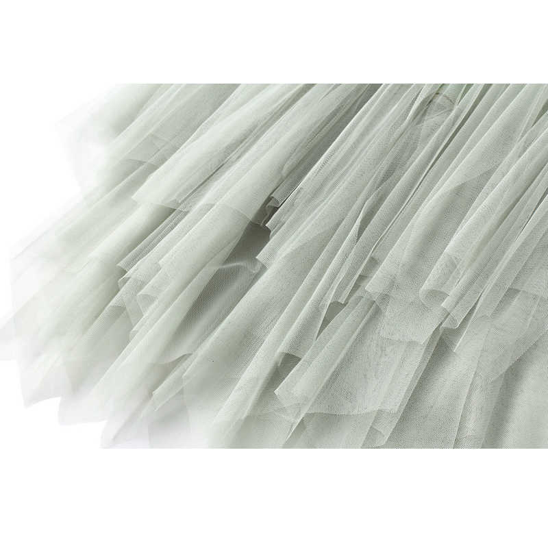 OHRYIYIE Women irregular Long Tulle Skirts Ladies High Waist Ankle-Length Tutu Maxi Beige Green Female Faldas Jupe Femme 210619