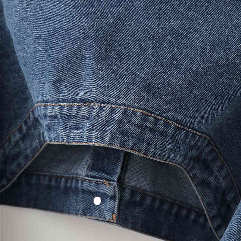 Evfer Autumn Streetwear Women Blue Denim Short Jackets Female Fashion Long Sleeve Single Breasted Cotton Outwear Jacket 210421