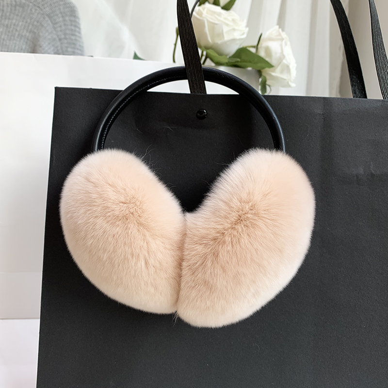 Natural 100% Rex Rabbit Fur Earmuffs Women Fashion Men Warm Russia Winter Real Fur Earmuffs Ear Cover fur Earlap Girl