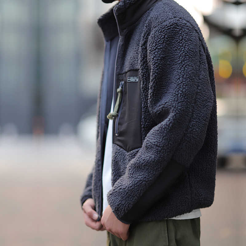 Maden Polar Fleece Men's Jacket Fall Winter Mountain Tooling Mix and Match Wind Pure Color Wild Outdoor Casual Jackets Casual 210820