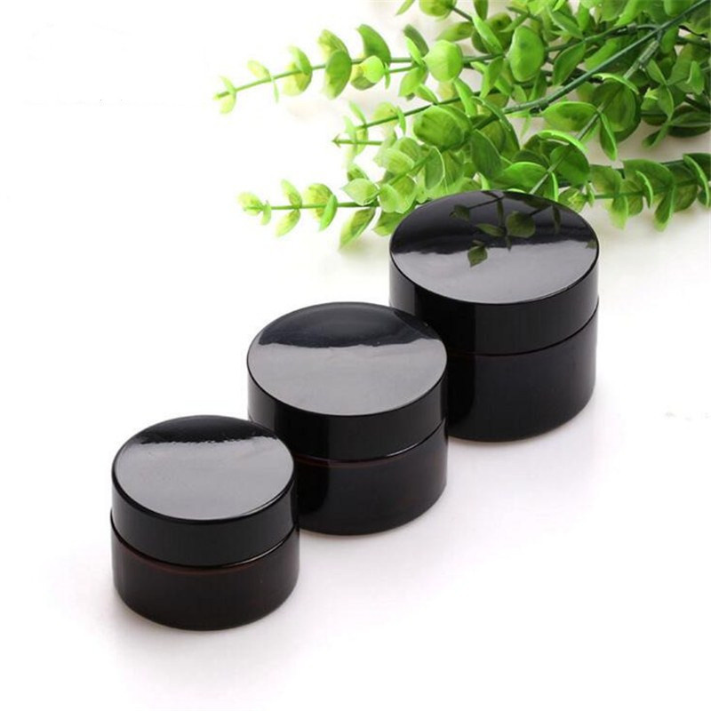 5g 10g 15g 20g 30g 50g Amber Brown Glass Face Cream Bottle Cosmetic Makeup Jars Refillable Container with Inner Liners and black Lids