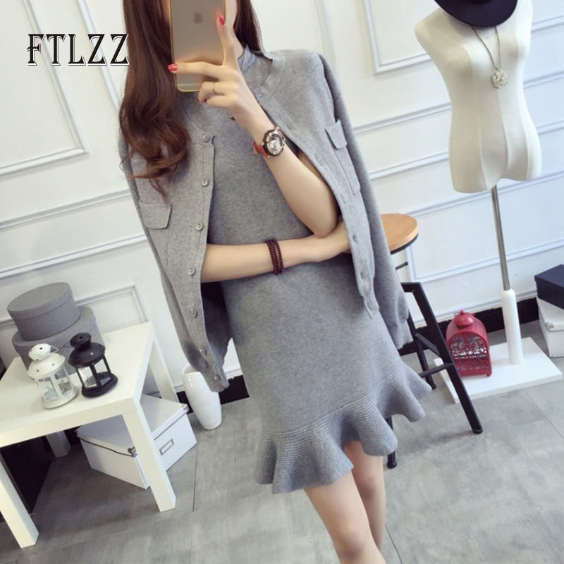 Ladies Knitted Two Piece Set Spring Autumn Sleeveless Dress + Short Jacket Sweater Suit Tracksuit Outfit Sets 210602
Ladies Knitted Two Piece Set Spring Autumn Sleeveless Dress + Short Jacket Sweater Suit Tracksuit Outfit Sets 210602