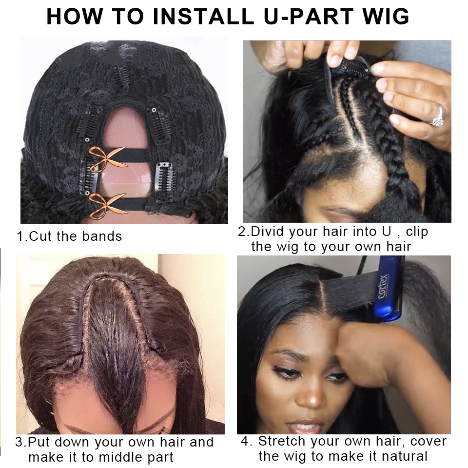 U Part Wave For Black Women Undetectable 150 Density Water Wave Human Wig Brazilian Virgin Hair