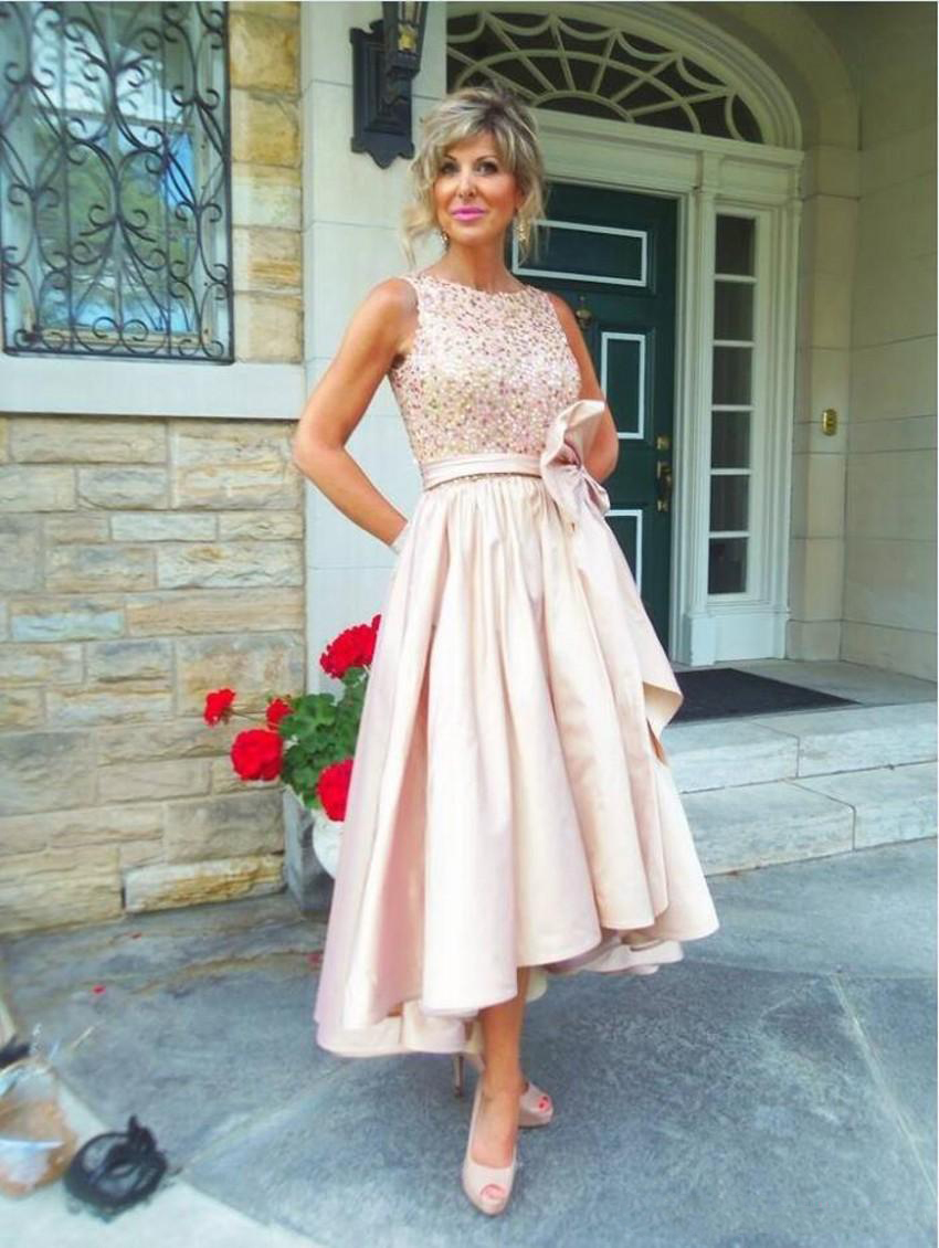 High Newest Low Mother Of The Bride Sleeveless Mother S O Neck Elegant Women Evening Dresses Party Gowns