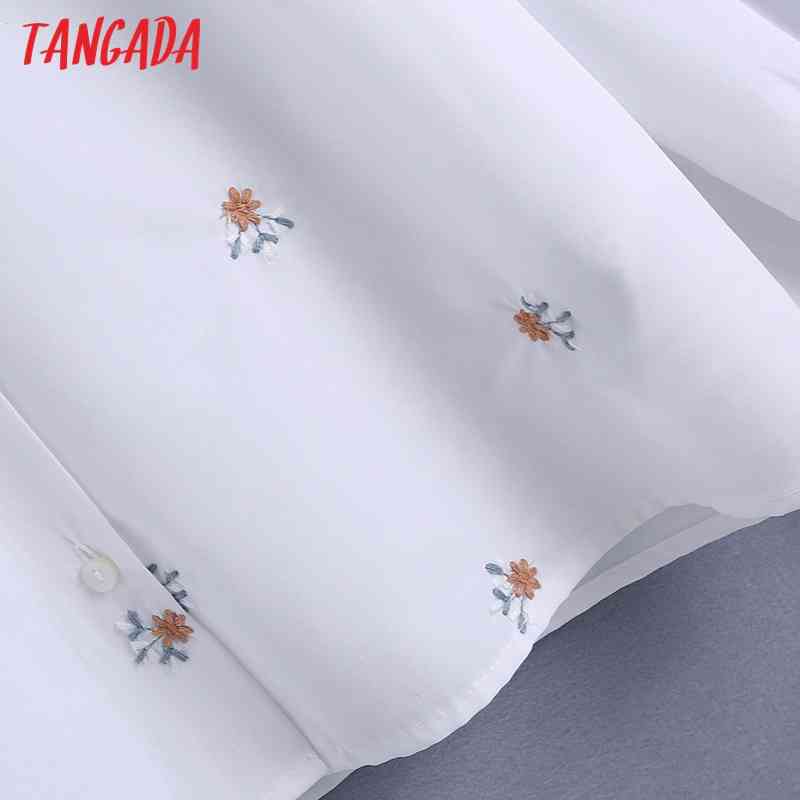 Women Retro Embroidery Romantic Blouse Oversize Collar Chic Female Shirt Tops BE442 210416