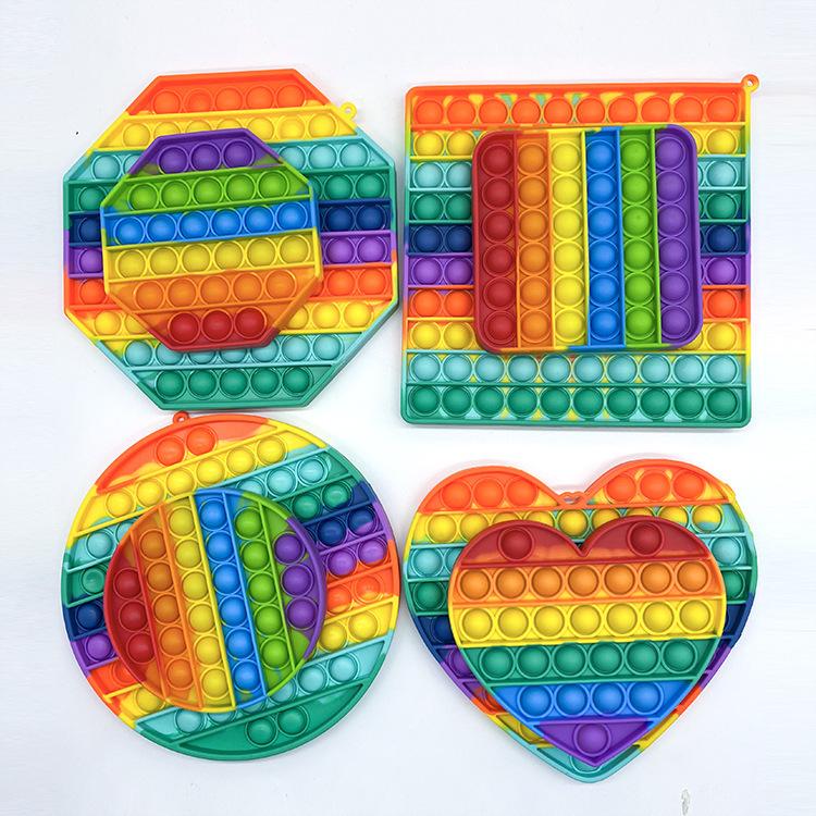 Large Size 20CM Big Push it Rainbow Push Bubble Fidget Toys Oversize Sensory Decompression Toy Stress Reliever Toy Kids Gift US Stock