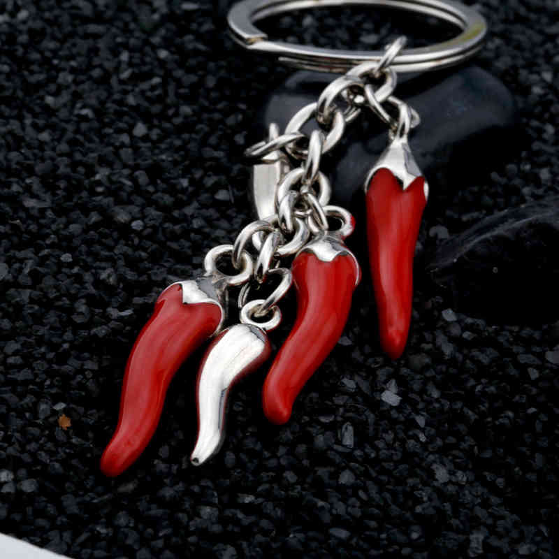 Key Rings Metal Fiery Red Pepper Chain Creative Chinese Three-dimensional Simulation Pendant Gift