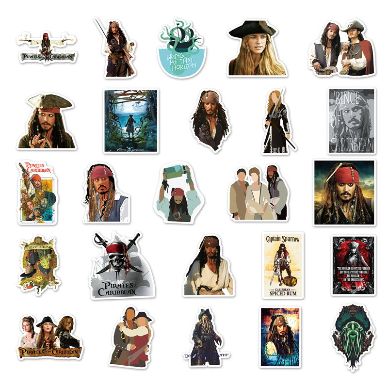 Laptop Of The Car-ibbean Graffiti Stickers DIY Personalized Movies Sticker For Tablet PC Skateboard Luggage Vehicle Home Appliance Waterproof 50 PCS