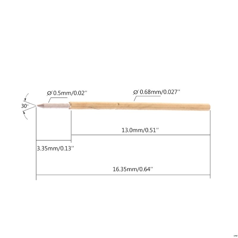 100 Piece Lent Test Pogo Pin P50-B1 Dia 0.5 mm Length 16.35 Mm