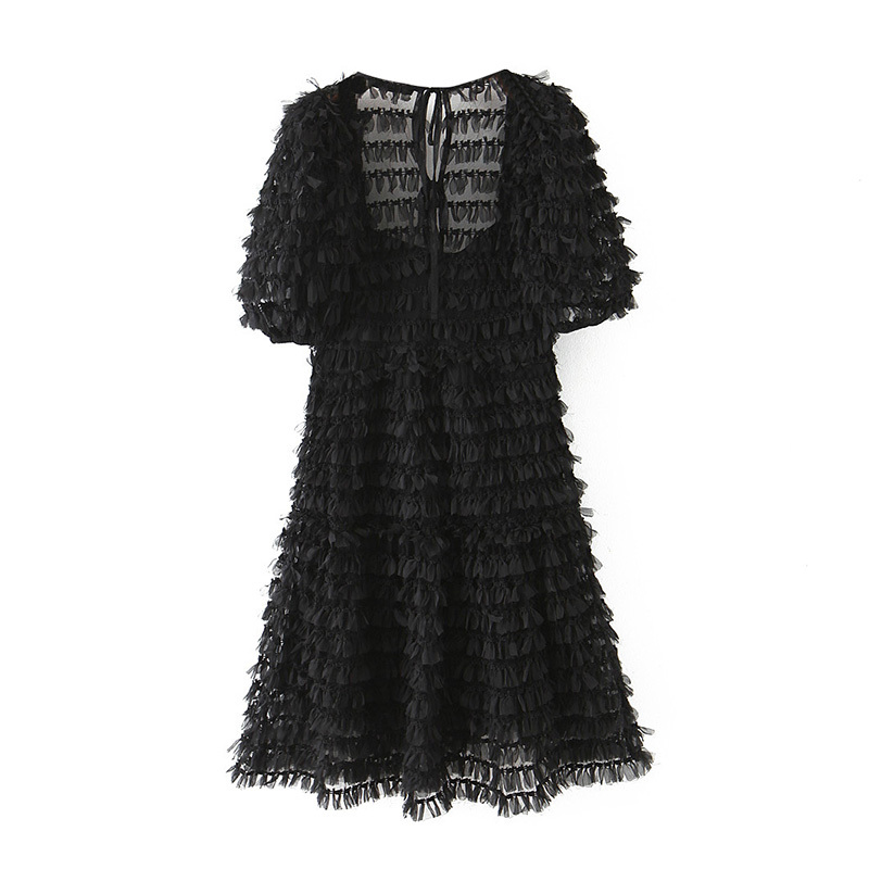 Stylish Lace Black Mini Dresses Women Short Sleeve Chic Party Fashion Square Collar High Street Summer Vestidos 210508