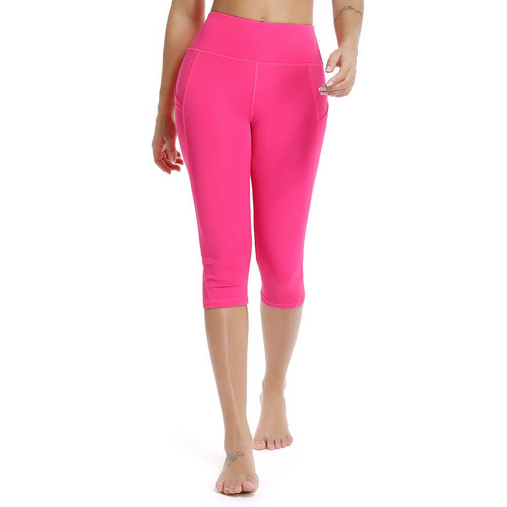 FITTTOO 3/4 Casual Women's Running Pants Gym Fitness Sports Cropped Leggings Pocket Slim Pants Female Casual Pants Leggins Mujer Q0801
