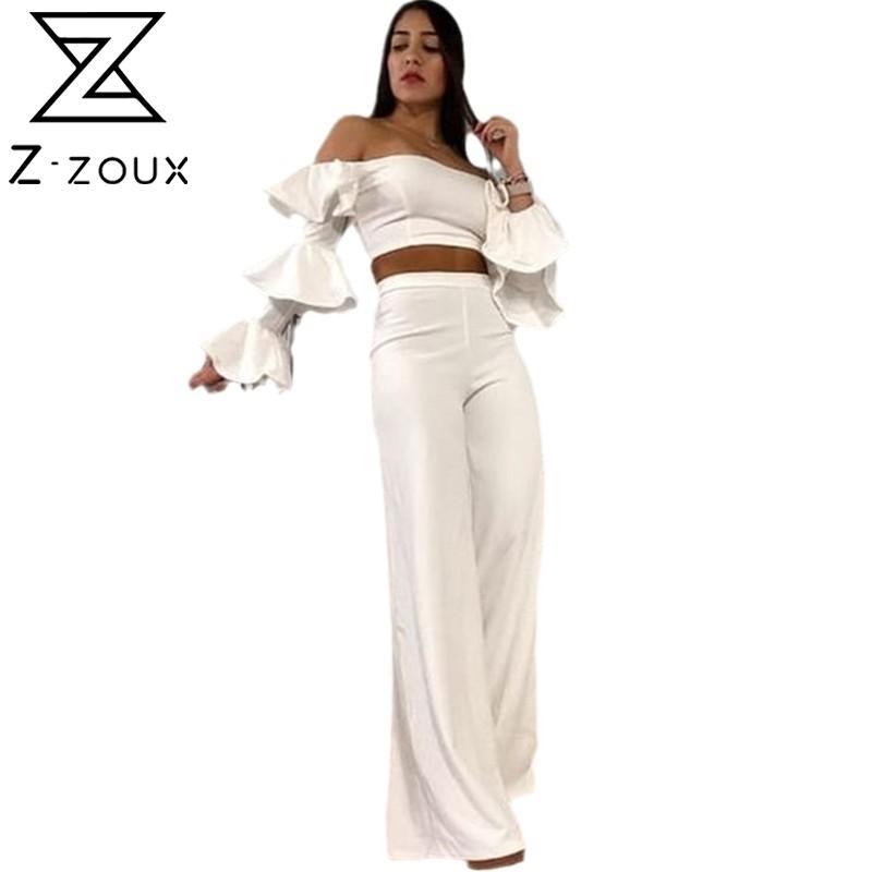 Women Pant Sets Slash Neck Crop Top High Waist Loose Casual Wide Leg Pants Sexy Two Piece Plus Size 2Piece Suits 210524, White
Women Pant Sets Slash Neck Crop Top High Waist Loose Casual Wide Leg Pants Sexy Two Piece Plus Size 2Piece Suits 210524, White