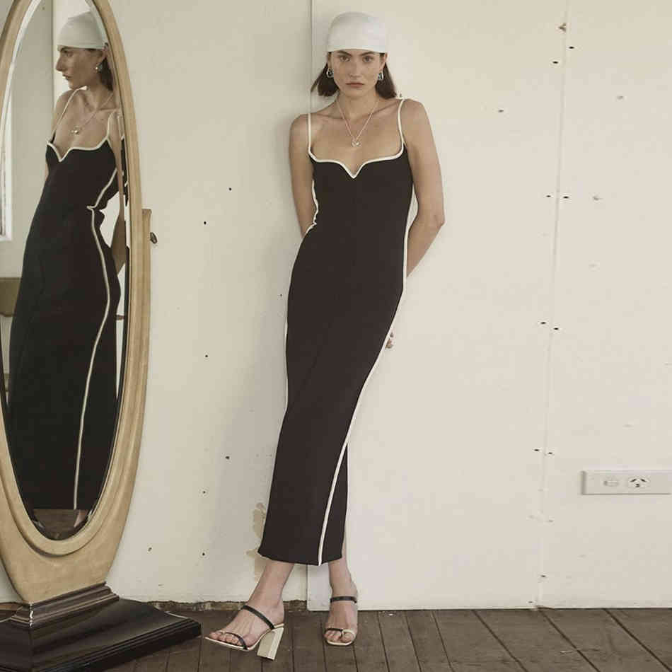 Summer Women Spaghetti Strap V Neck Bandage Dress Sexy Sleeveless Black Bodycon Club Celebrity Runway Party 210423