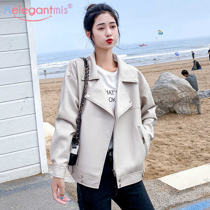 Aelegantmis Women Casual Loose Faux Leather Jacket Soft Pu Moto Biker Jackets Basic Coats Ladies Oversized Outerwear 210607, Beige
Aelegantmis Women Casual Loose Faux Leather Jacket Soft Pu Moto Biker Jackets Basic Coats Ladies Oversized Outerwear 210607, Beige