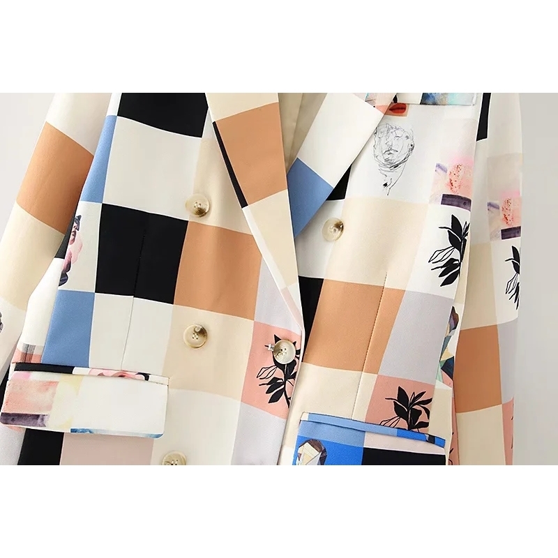 stylish women patchwork long blazers fahsion ladies notched collar jacket suits casual female elegant suit girls chic 210430