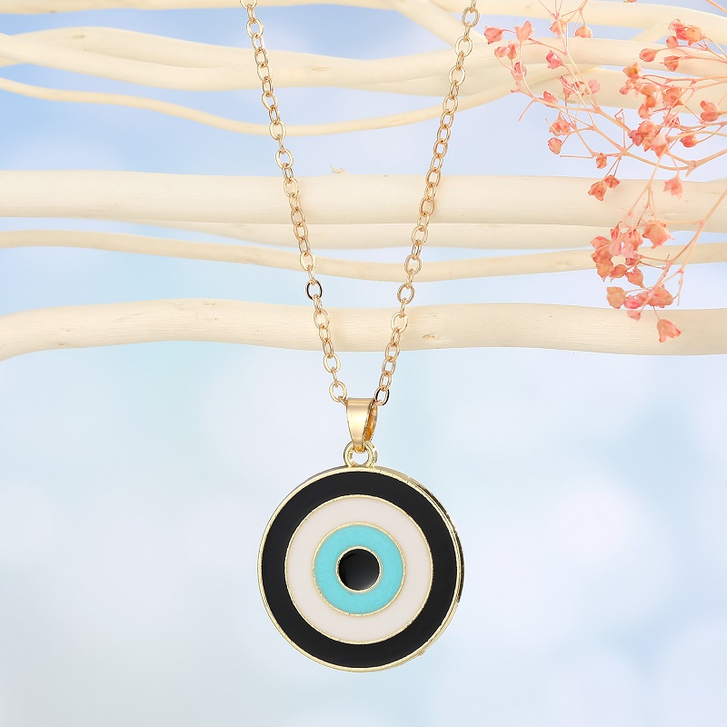 Fashion Enamel Geometry Evil Eyes Pendant Necklace For Womens Jewelry Big Turkish Eye Chains Choker Necklaces Clavicel Chains for women jewelry