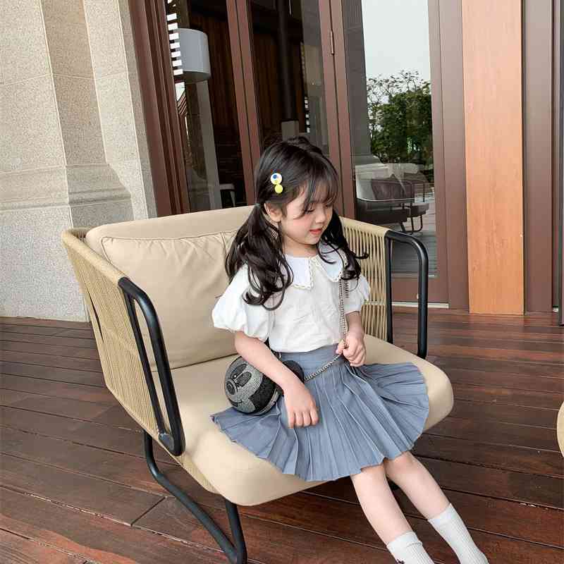 Summer Arrival Girls Fashion 2 Pieces Sets Vest+pleated Skirts Kids Clothes 210528