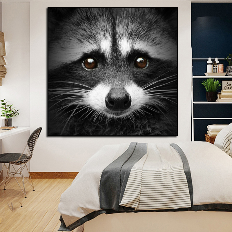 Cute Raccoon Poster Canvas Painting Wall Art Abstract Animal Picture For Living Room Home Decoration Cuadros No Frame